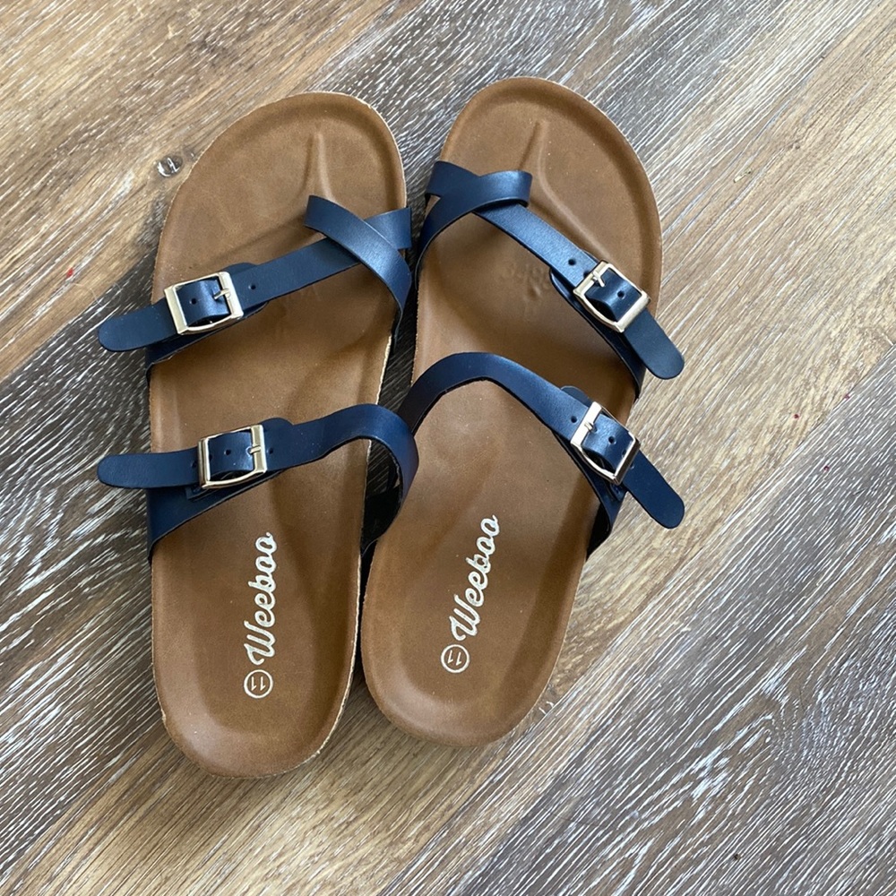 Like new navy sandals. Wore once